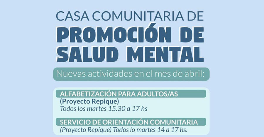 Nuevas actividades en la Casa de Promoción de Salud Mental