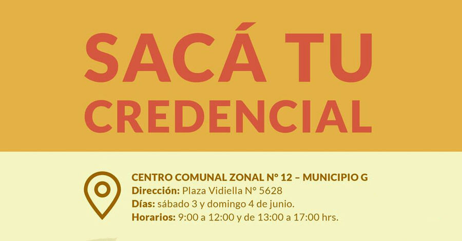 Sacá tu credencial en el Centro Comunal Zonal 12