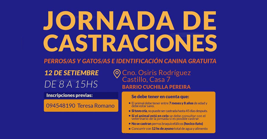 Nueva fecha de castraciones en el Barrio Cuchilla Pereira