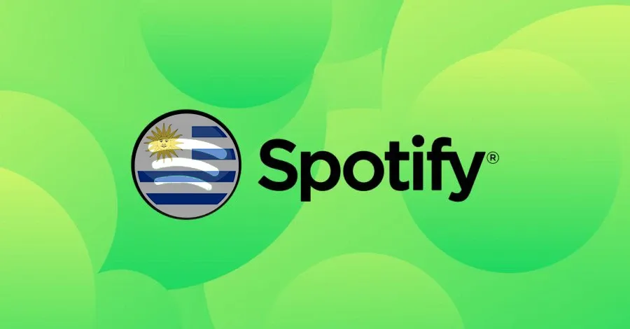 banner fondo verde con logotipo de Spotify en el centro donde se puede ver también una bandera uruguaya en el isotipo