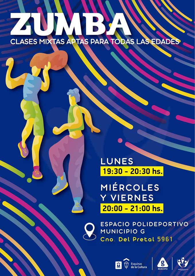 afiche zumba en el polideportivo 2020