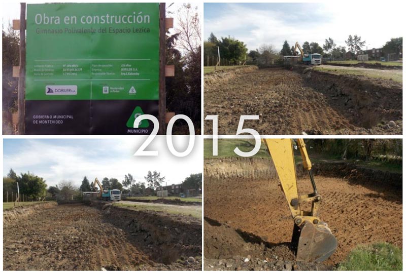 Año 2015 comienzo de la obra Gimnasio Polivalente Espacio Lezica