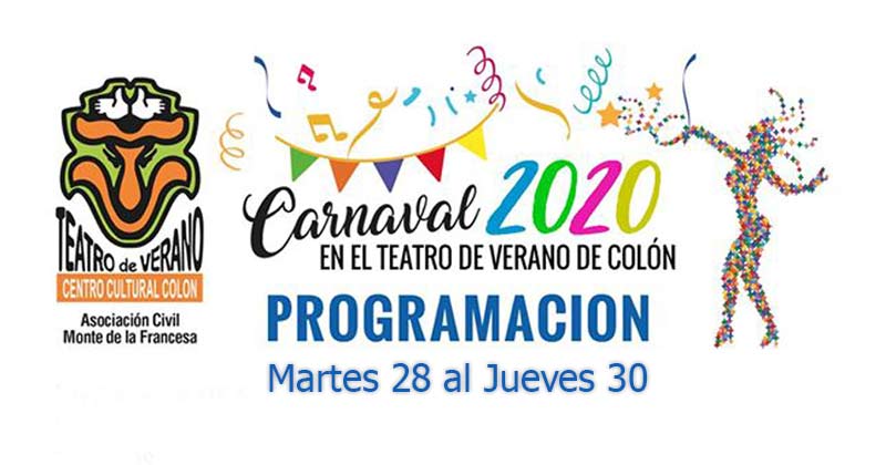 Programacion carnaval 2020 del 28 al 30 de enero