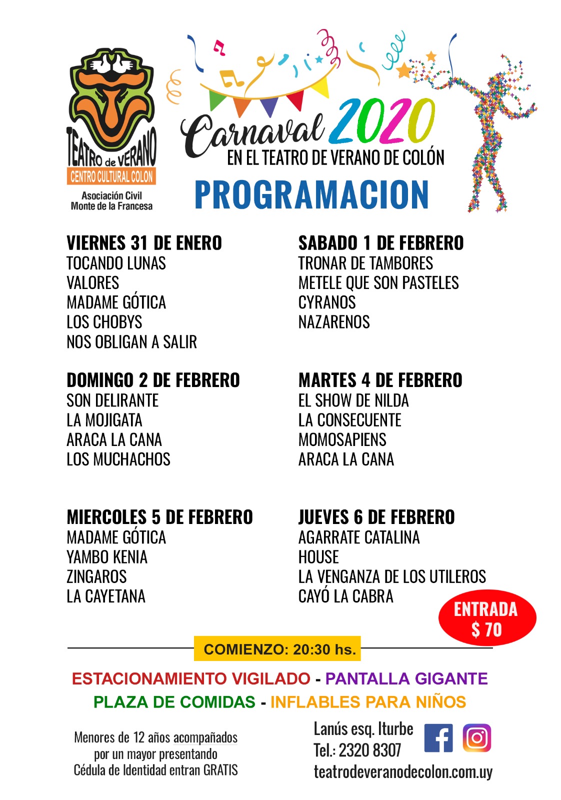 afiche programacion del viernes 31 al 2 de febrero