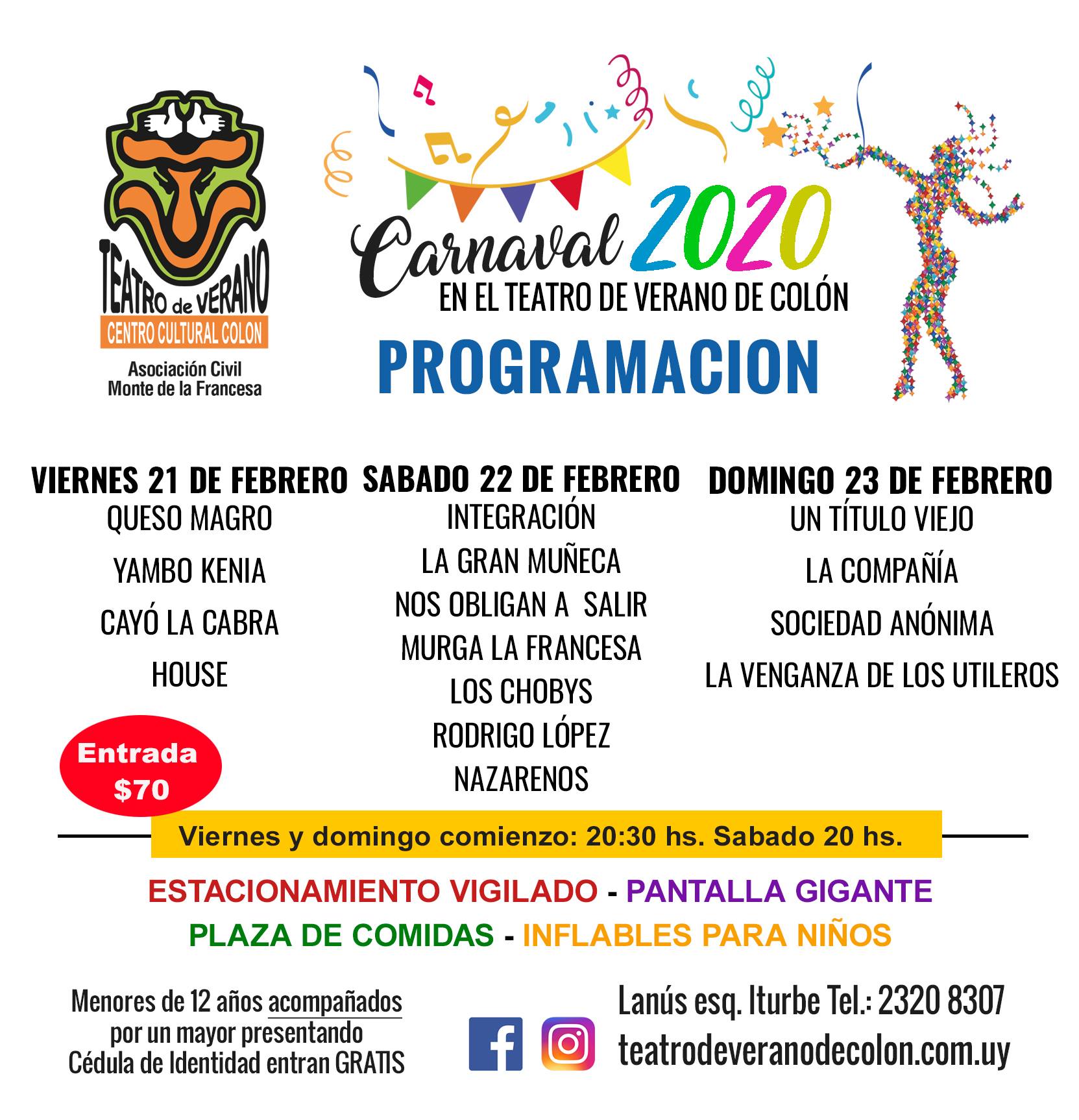 afiche programación del viernes 21 sabado 22 y domingo 23 2020