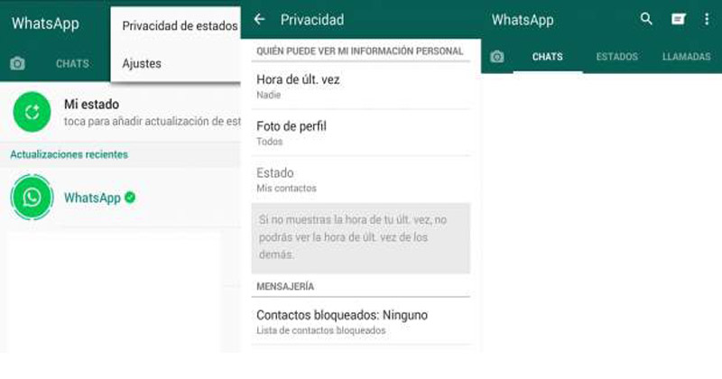 estados de whatsapp ajustes
