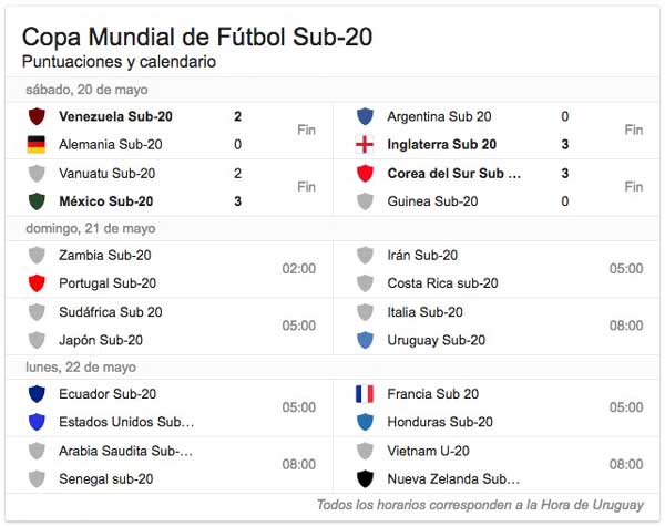 Mundial Sub 20 fixture
