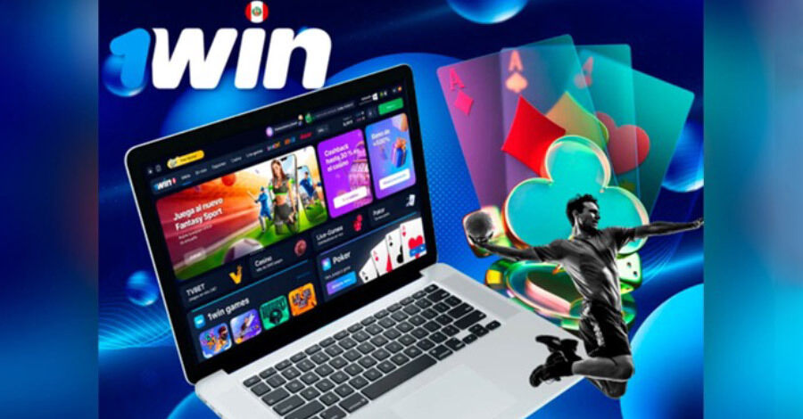 Laptop con la app de 1Win abierta 