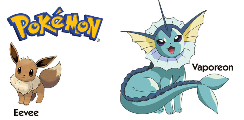 Vaporeon es la evolución de agua del Pokémon Eevee